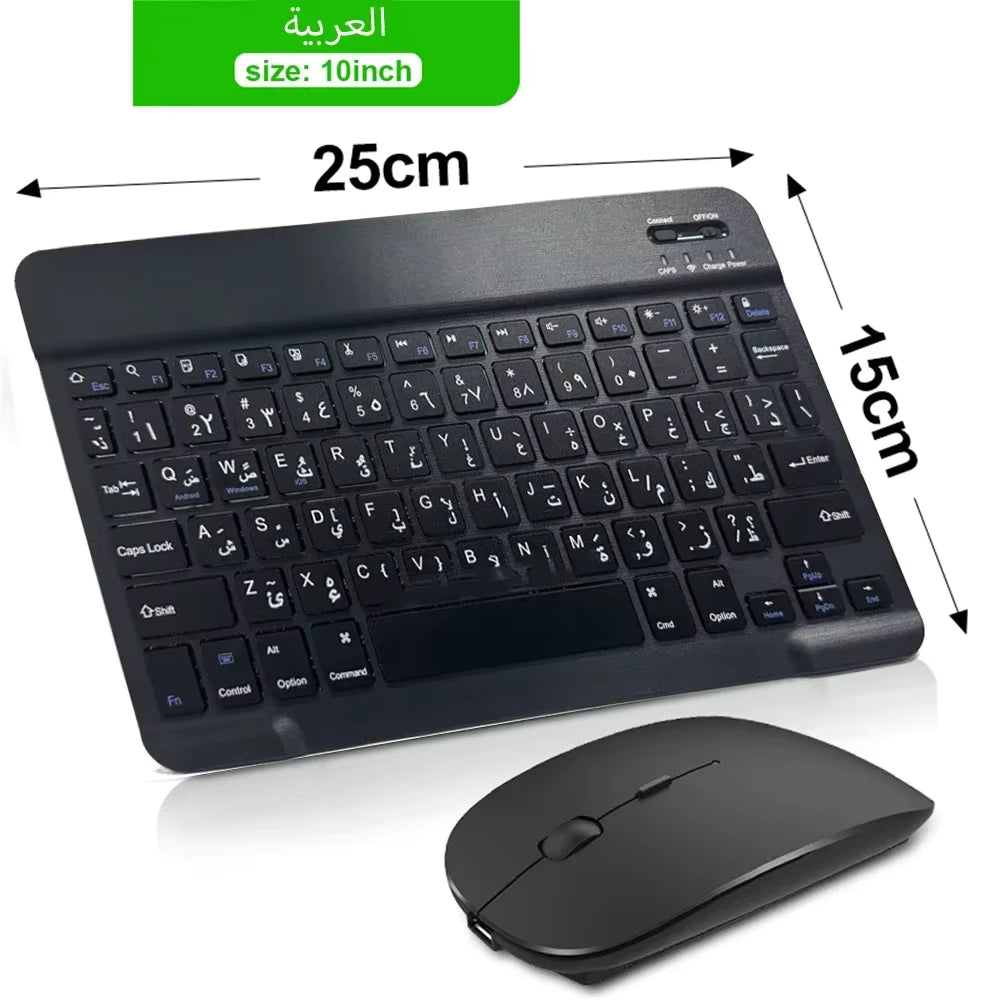 10inch Bluetooth Wireless Keyboard Rechargeable For Mobile Phones Tablet Russian Spanish French AZERT For Android ios Windows