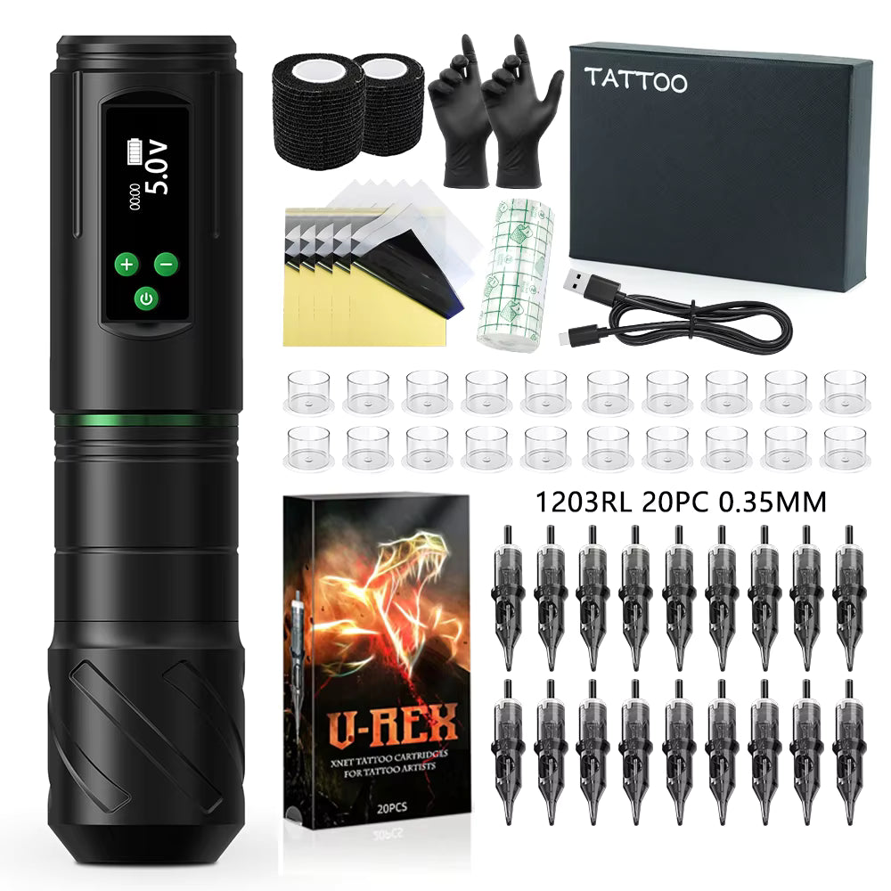 Tattoo Kit T-Rex Cordless Tattoo Machine Kit Permanent Makeup Tattoo Machine Kit Tattoo Pen Kit Beginner Tattoo Complete Kit