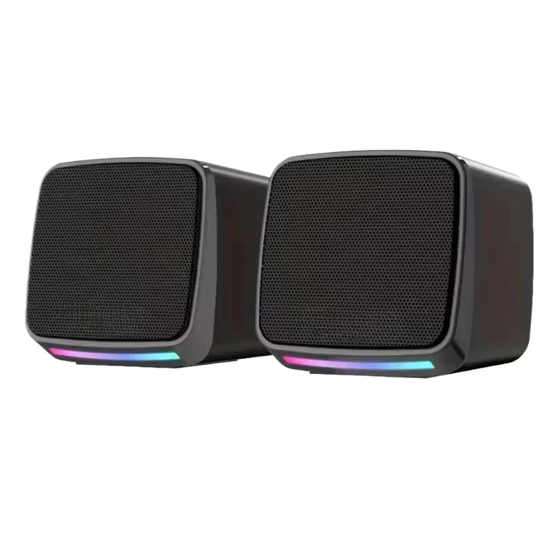 Stereo Sound Mini Speakers With Cool Lights Computer Speakers USB Powered 3.5mm Portable Speakers for Computer Laptop and iPad