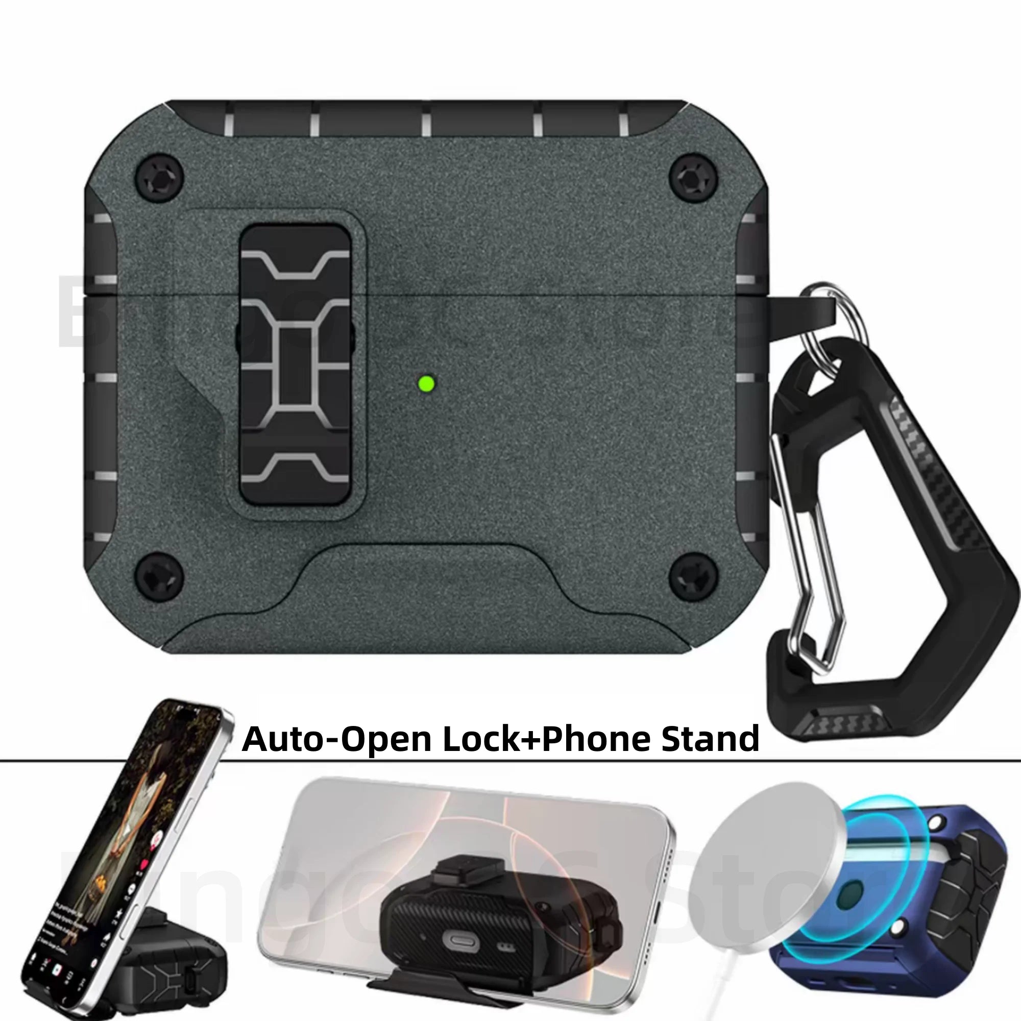 For AirPods Pro 3 (2025) Case Compatible with Magsafe Magnetic Automatic Lock with Phone Stand & Cleaning Kit For AirPods Pro 3