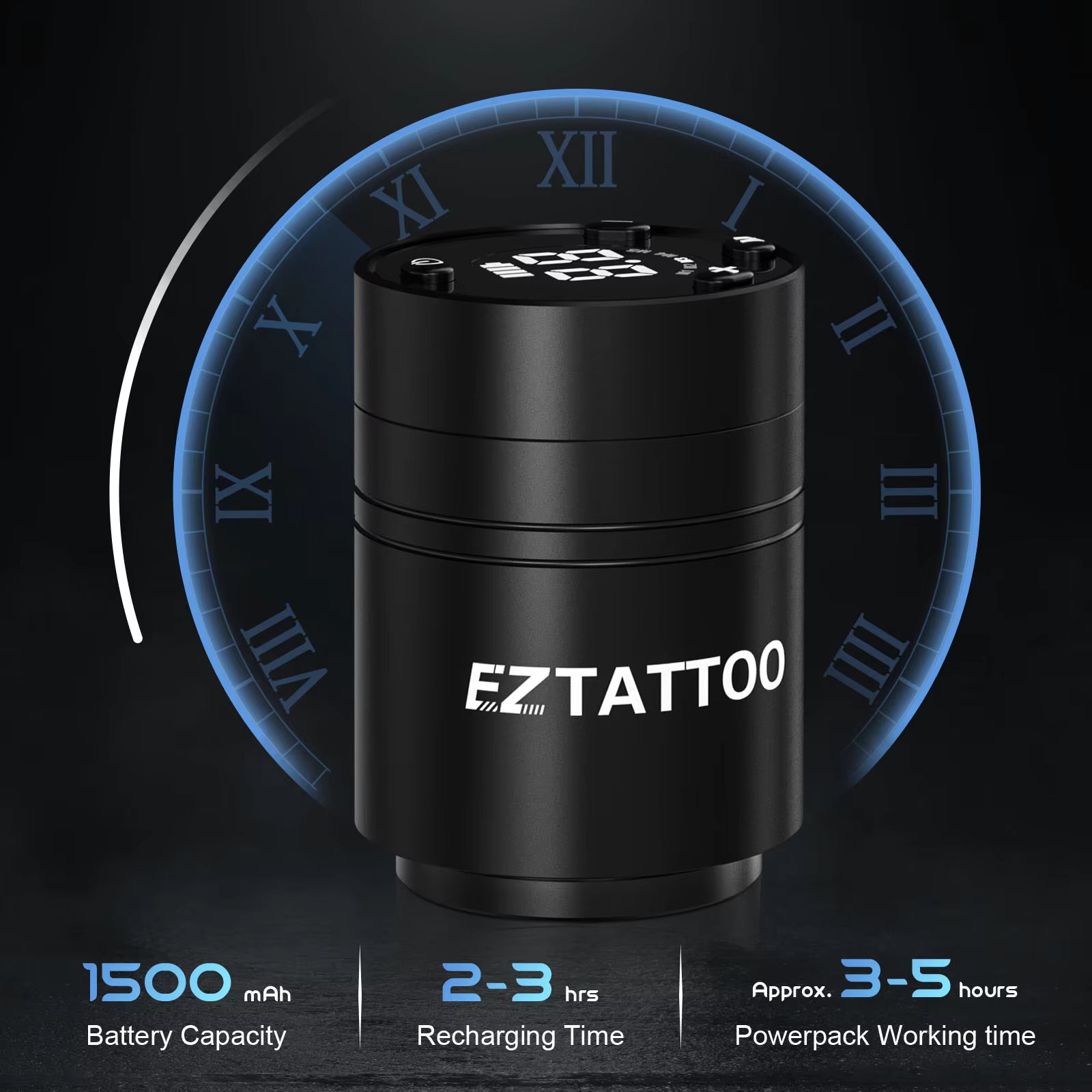 EZ Caster Wireless Cartridge Tattoo Machine pen  Rotaty Battery Pen with Portable Power Pack 1500mAh LED Digital Display
