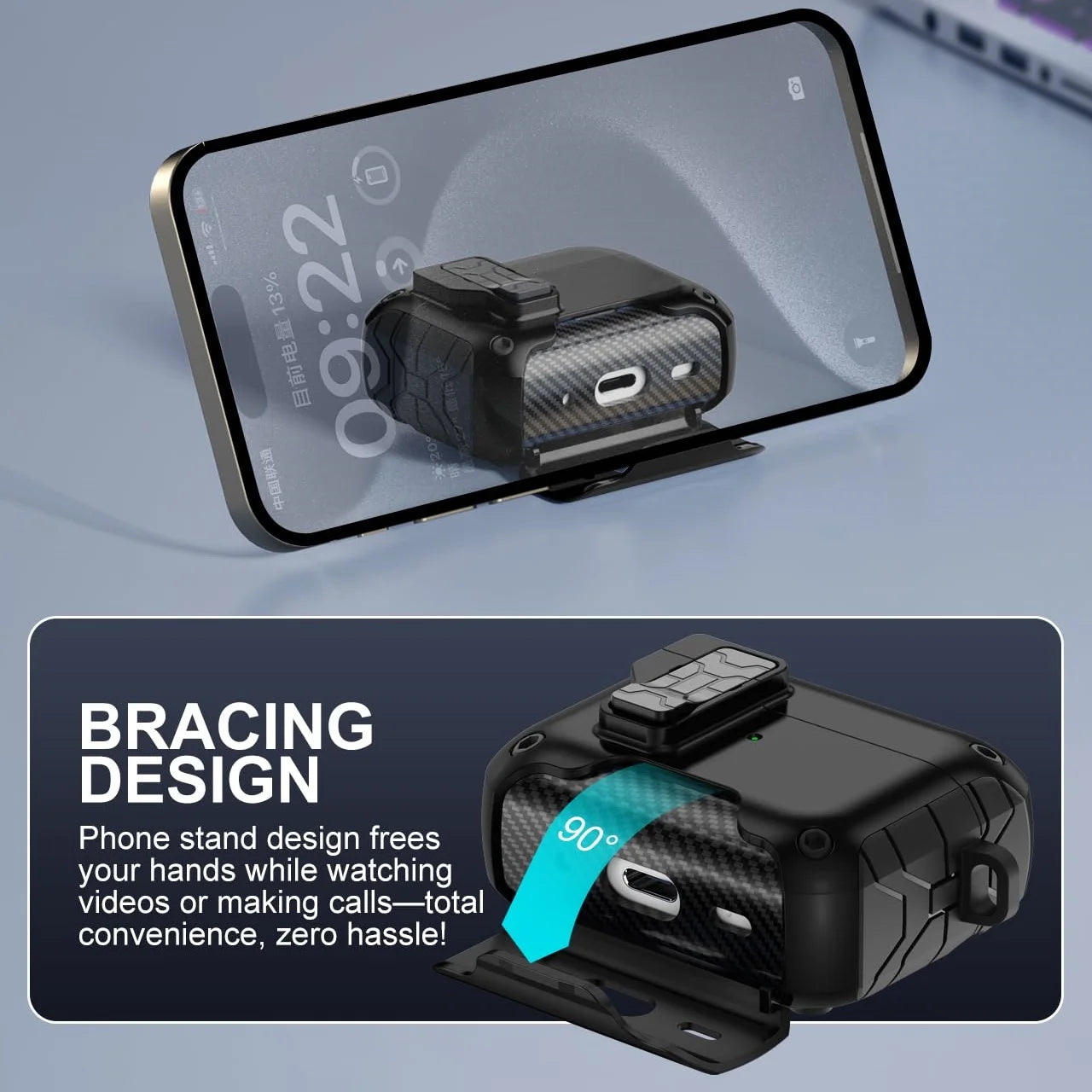 For AirPods Pro 3 (2025) Case Compatible with Magsafe Magnetic Automatic Lock with Phone Stand & Cleaning Kit For AirPods Pro 3