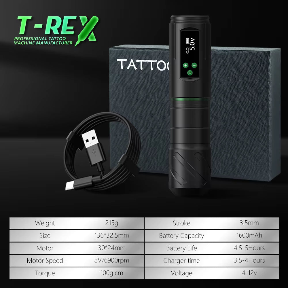 Tattoo Kit T-Rex Cordless Tattoo Machine Kit Permanent Makeup Tattoo Machine Kit Tattoo Pen Kit Beginner Tattoo Complete Kit