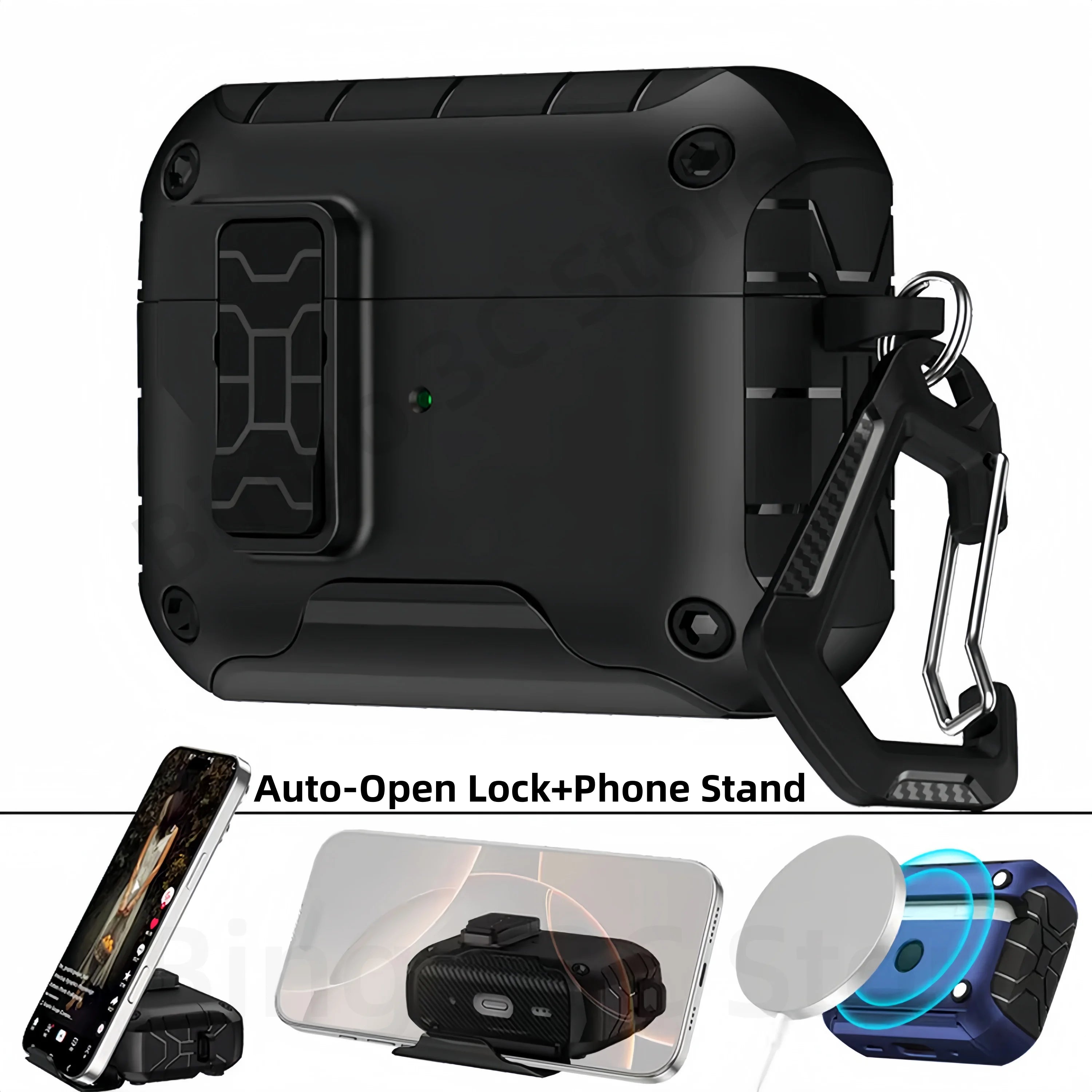 For AirPods Pro 3 (2025) Case Compatible with Magsafe Magnetic Automatic Lock with Phone Stand & Cleaning Kit For AirPods Pro 3