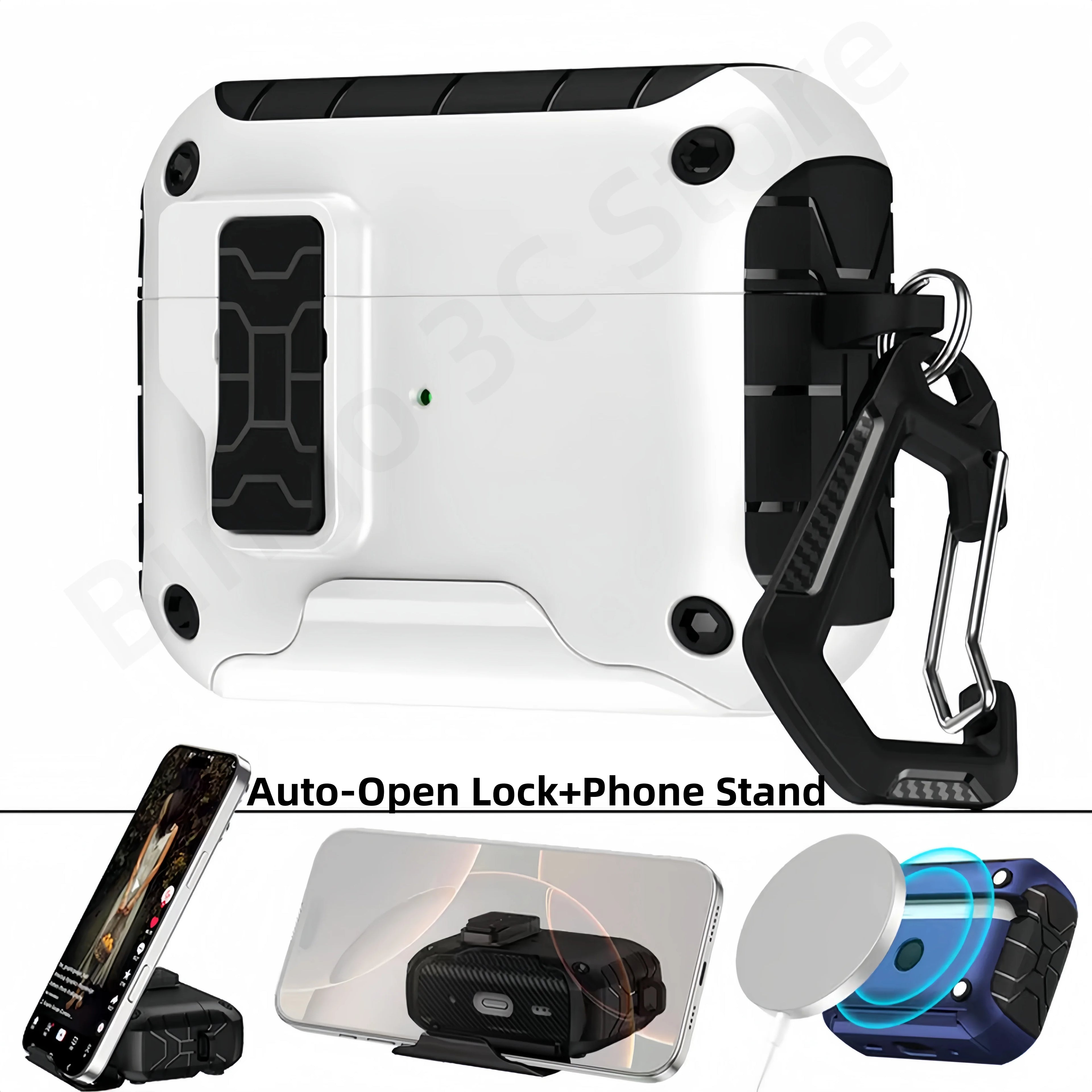 For AirPods Pro 3 (2025) Case Compatible with Magsafe Magnetic Automatic Lock with Phone Stand & Cleaning Kit For AirPods Pro 3