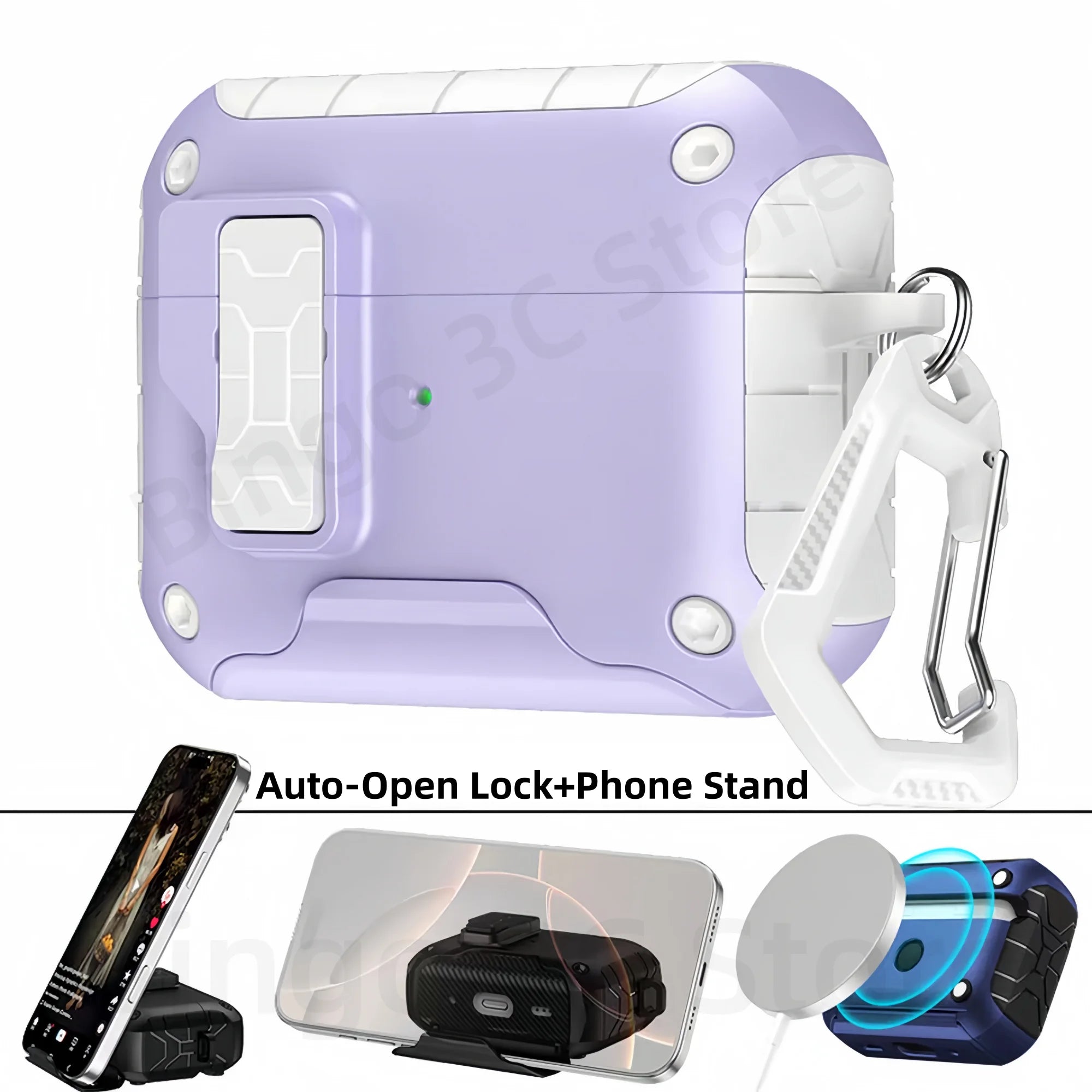 For AirPods Pro 3 (2025) Case Compatible with Magsafe Magnetic Automatic Lock with Phone Stand & Cleaning Kit For AirPods Pro 3