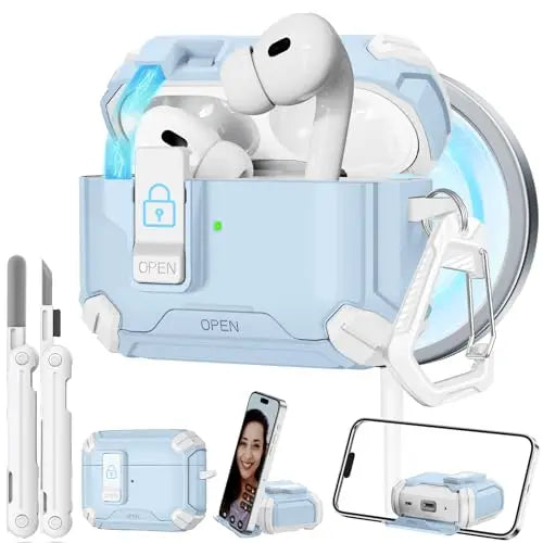 for AirPods Pro 3 Phone Stand Case Cover with Cleaning Kit Magsafe & Magnetic Auto Lock Protective Case Cover for AirPods Pro 3