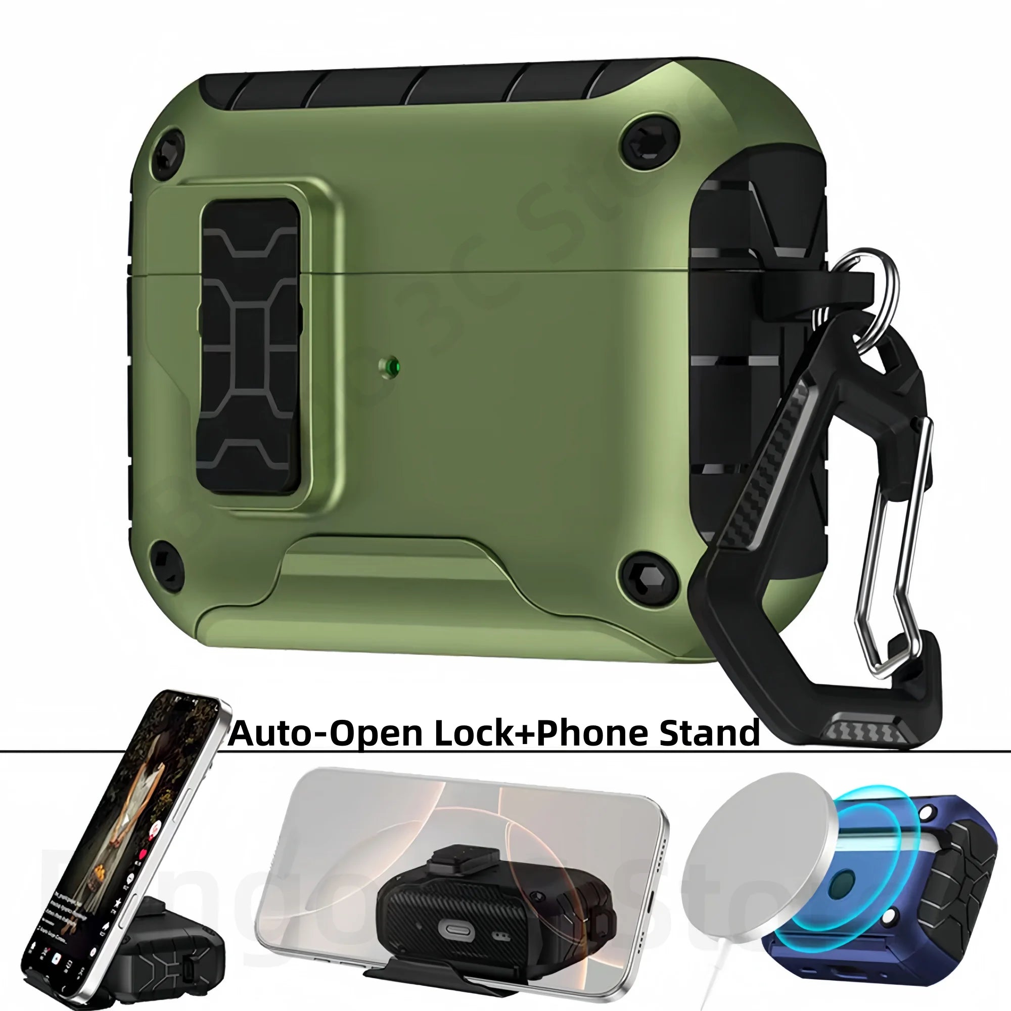 For AirPods Pro 3 (2025) Case Compatible with Magsafe Magnetic Automatic Lock with Phone Stand & Cleaning Kit For AirPods Pro 3