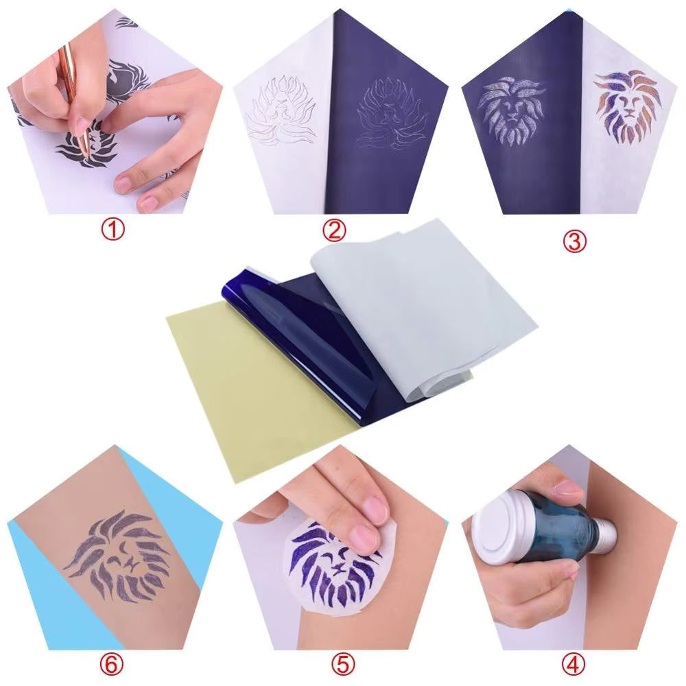 100/50/30/10/5pcs Tattoo Transfer Paper A4 Size Tattoo Stencil Paper Carbon Thermal Copy Paper for Tattoo Transfer Machine