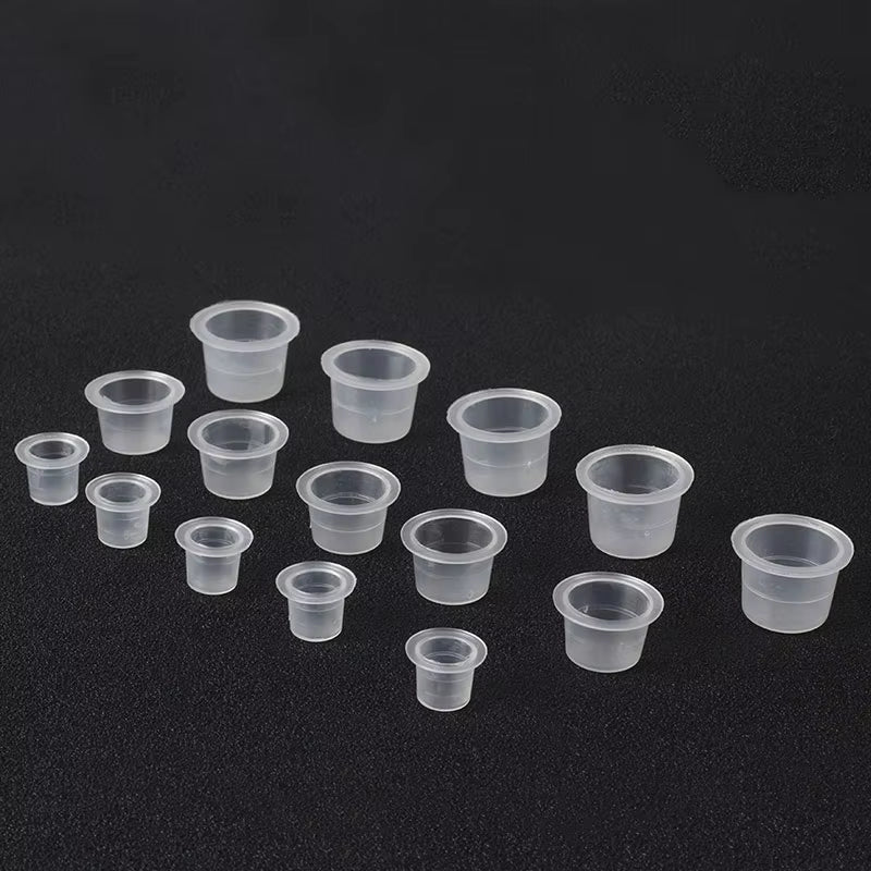 100pc S/M/L Plastic Disposable Microblading Tattoo Ink Cups Permanent Makeup Pigment Clear Holder Container Cap Tattoo Accessory