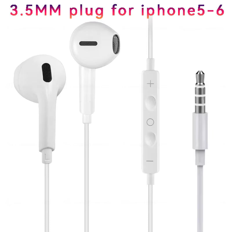 Original Wired Earphones For iPhone 15 16 14 13 12 11 Pro Max 7/8Plus X XR XS In-Ear Earbud For Lightning USB C 3.5mm Earbuds