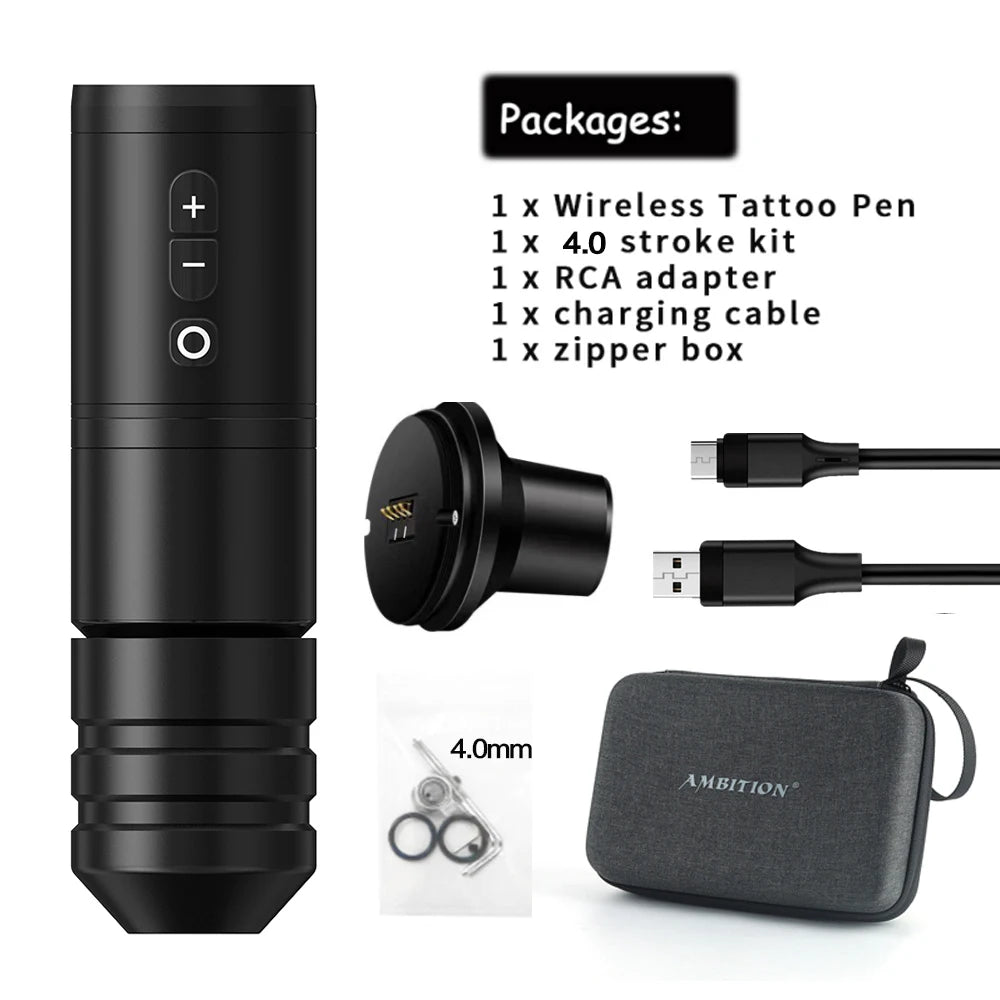 Ambition Ninja Pro Wireless Tattoo Machine Portable Battery Rotary Pen Capacity 2400mah Strong Coreless Motor for Artist Body