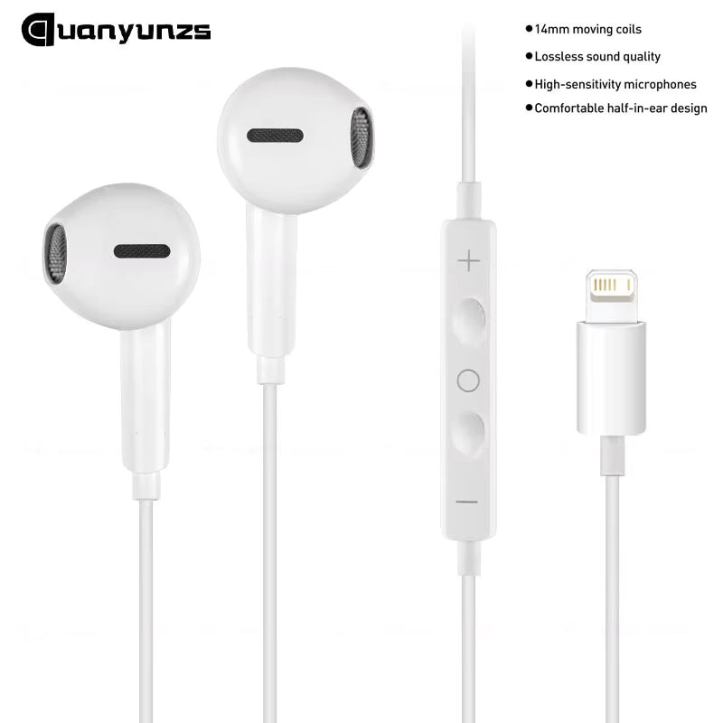 Original Wired Earphones For iPhone 15 16 14 13 12 11 Pro Max 7/8Plus X XR XS In-Ear Earbud For Lightning USB C 3.5mm Earbuds