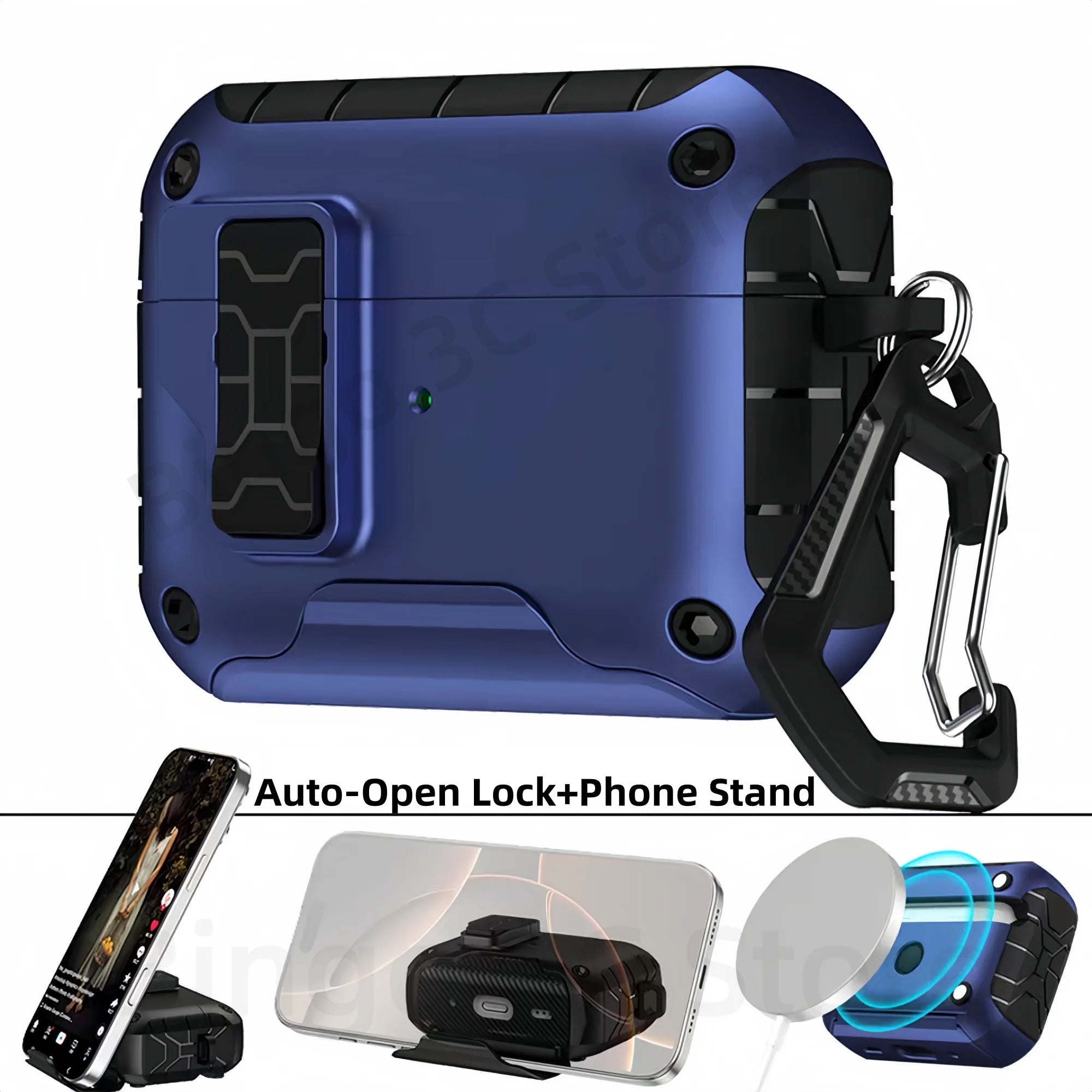 For AirPods Pro 3 (2025) Case Compatible with Magsafe Magnetic Automatic Lock with Phone Stand & Cleaning Kit For AirPods Pro 3