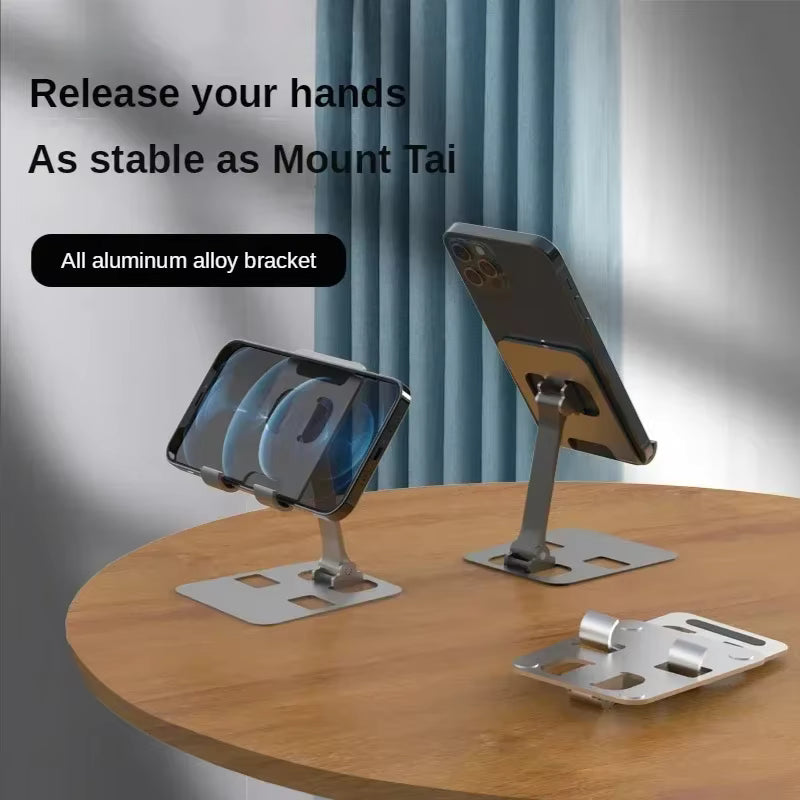 Universal Aluminum Alloy Foldable Desk Phone Holder Mount Stand For iPhone 16 15 Mobile Phone Holder Tablet Desktop Metal Holder