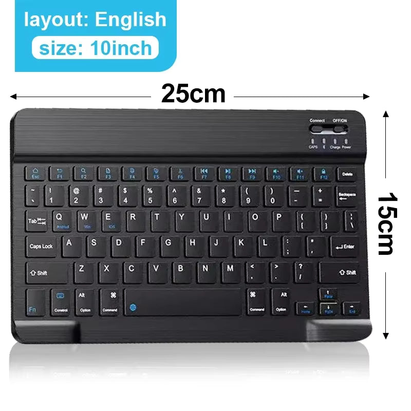 10inch Bluetooth Wireless Keyboard Rechargeable For Mobile Phones Tablet Russian Spanish French AZERT For Android ios Windows