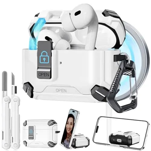 for AirPods Pro 3 Phone Stand Case Cover with Cleaning Kit Magsafe & Magnetic Auto Lock Protective Case Cover for AirPods Pro 3