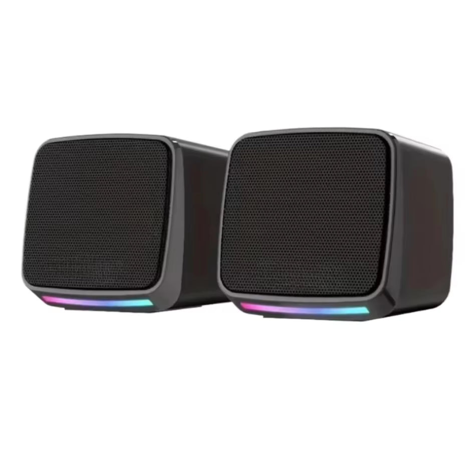 Stereo Sound Mini Speakers With Cool Lights Computer Speakers USB Powered 3.5mm Portable Speakers for Computer Laptop and iPad
