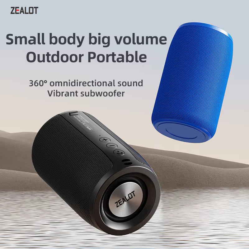 ZEALOT-S32 Mini Portable Bluetooth Speaker HIFI Subwoofer Wireless Speaker with fm Radio Column Support TF, TWS, USB