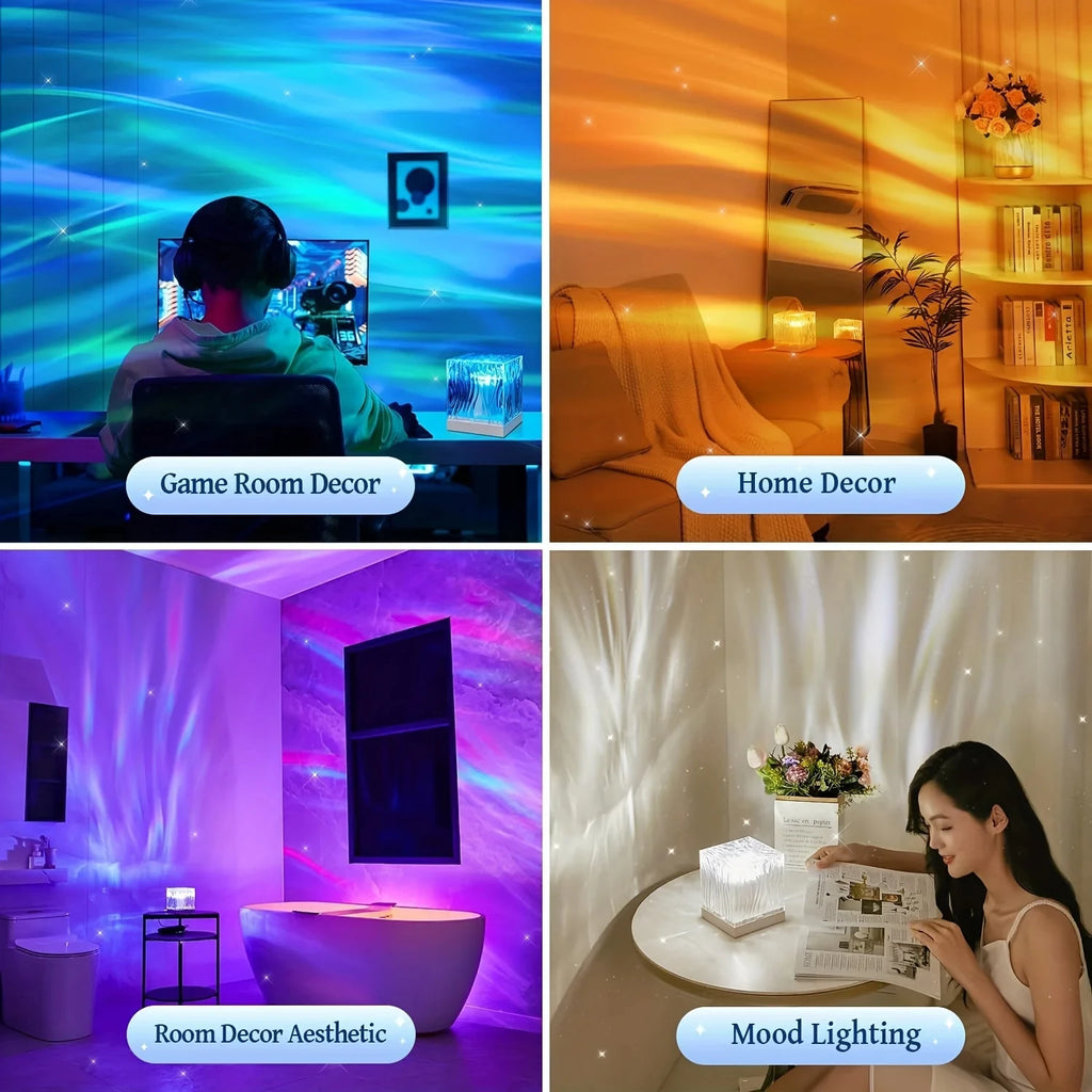 LED Water Ripples Lamp Galaxy Projector Night Light with Remote Control USB Powered A Mood Light Perfect for Home Room Decor