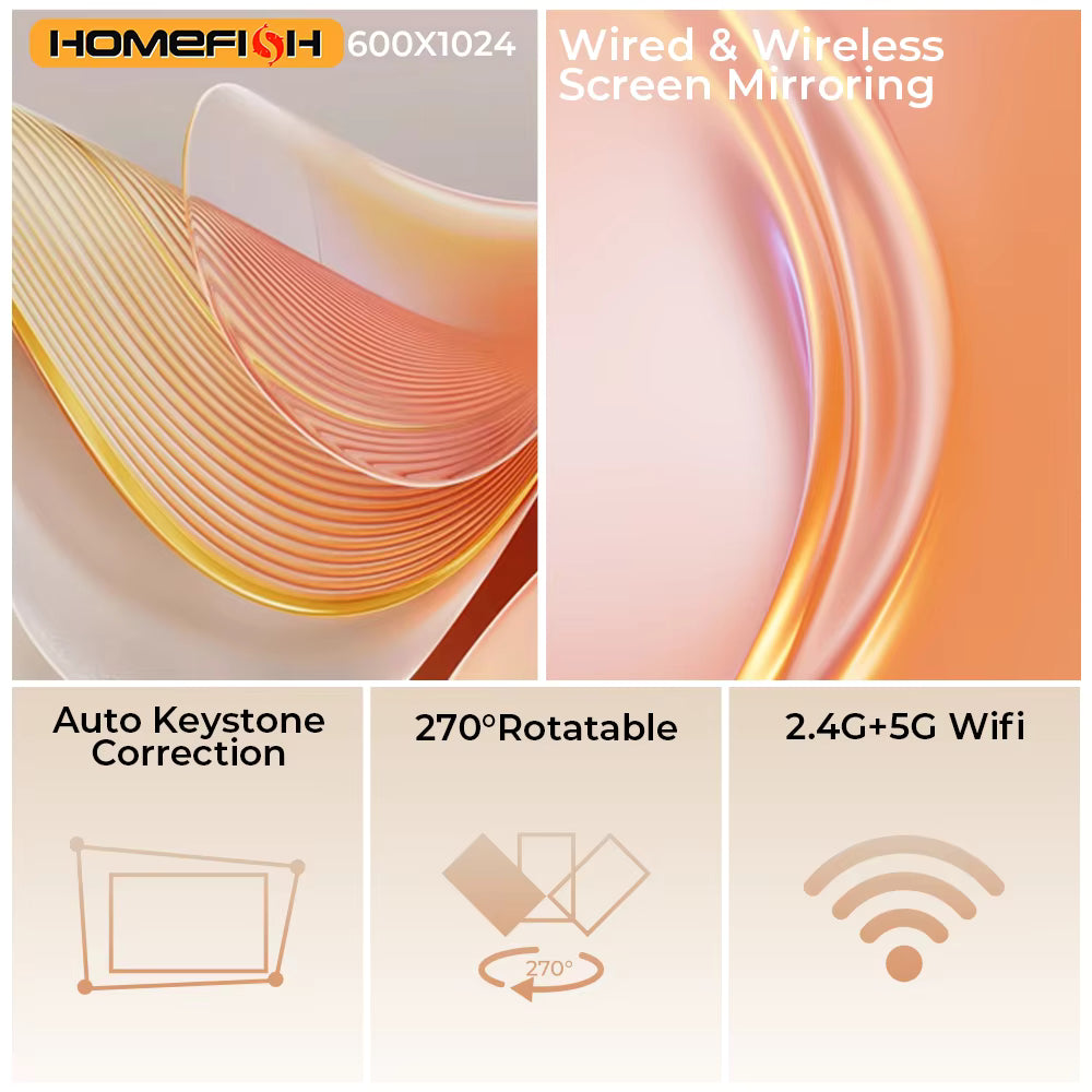 2025 Newest Mini Native Android 4K Projector 100ANSI 2.4G/5G WIFI BT5.0 Cinema Outdoor Portable 360° Rotable Projector