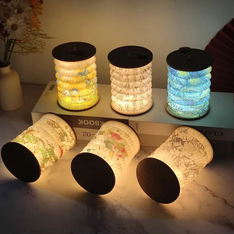 Night Light USB Portable Foldable Book Lamp Creative Gift For Bedroom Study Room Japanese-Style Lantern Decoration Night Light