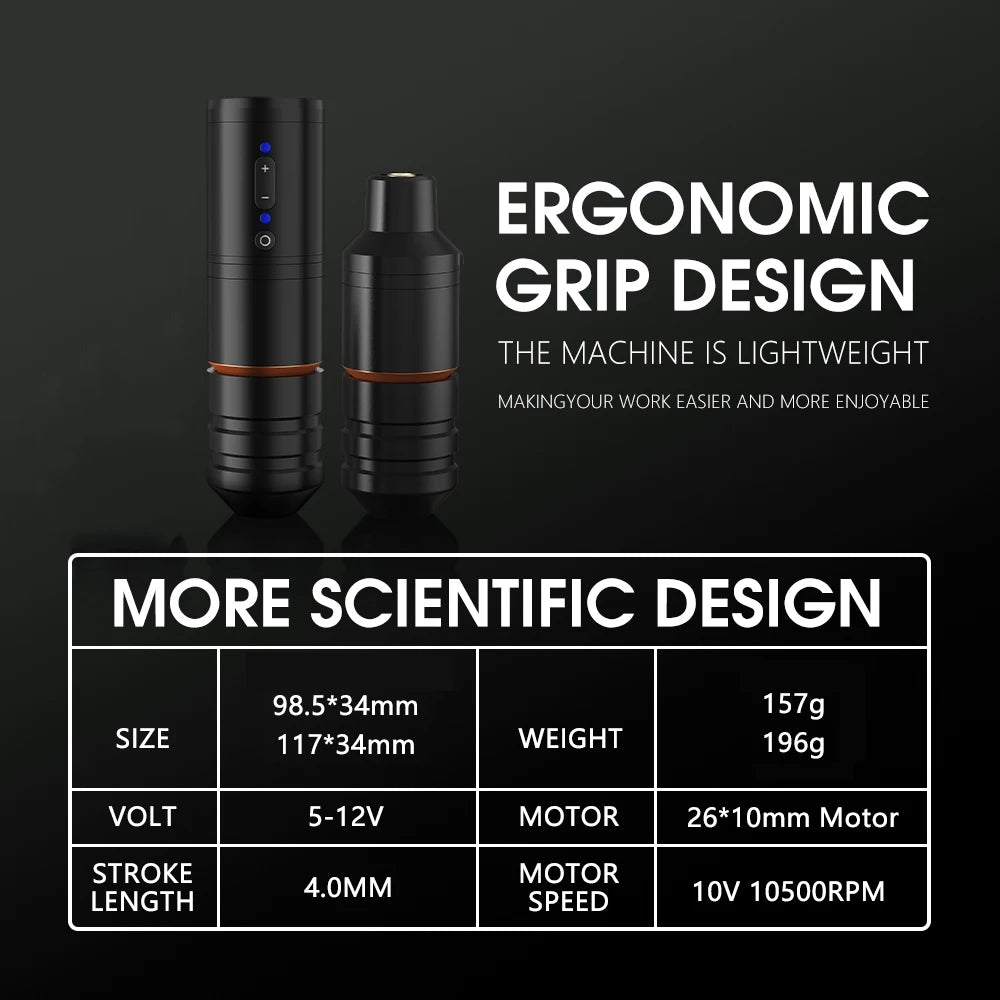 Ambition Ninja Pro Wireless Tattoo Machine Portable Battery Rotary Pen Capacity 2400mah Strong Coreless Motor for Artist Body
