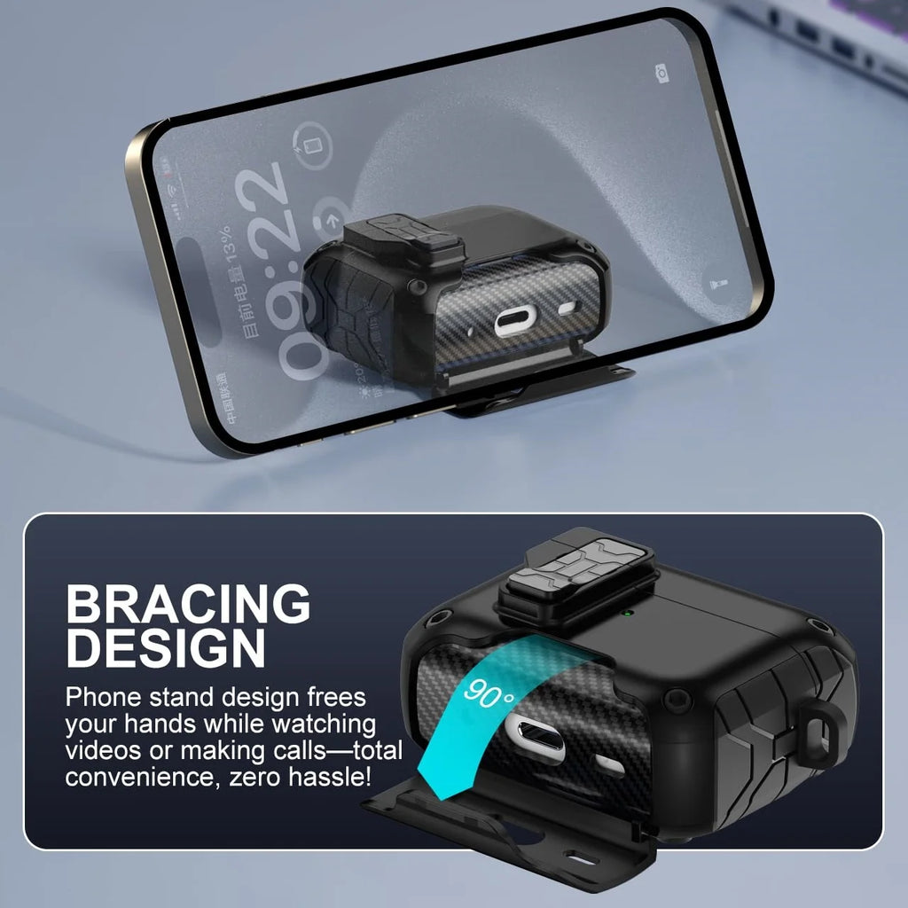 For AirPods Pro 3 (2025) Case Compatible with Magsafe Magnetic Automatic Lock with Phone Stand & Cleaning Kit For AirPods Pro 3