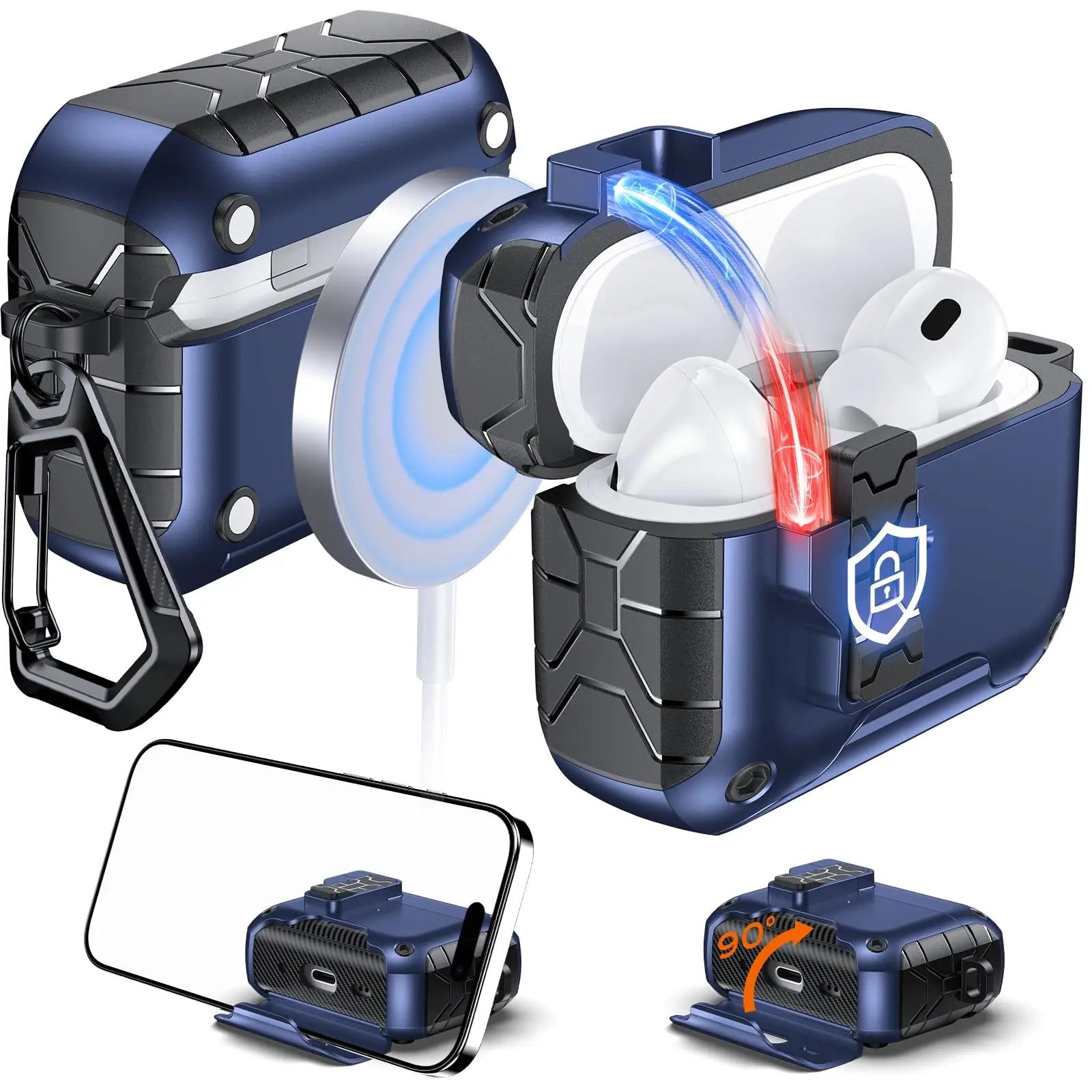 for AirPods Pro 3 Phone Stand Case Cover with Cleaning Kit Magsafe & Magnetic Auto Lock Protective Case Cover for AirPods Pro 3