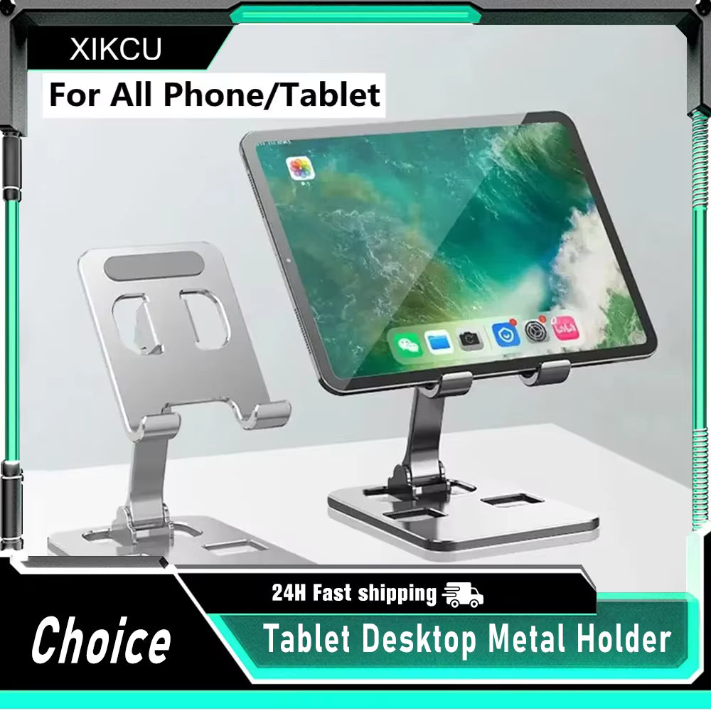 Universal Aluminum Alloy Foldable Desk Phone Holder Mount Stand For iPhone 16 15 Mobile Phone Holder Tablet Desktop Metal Holder