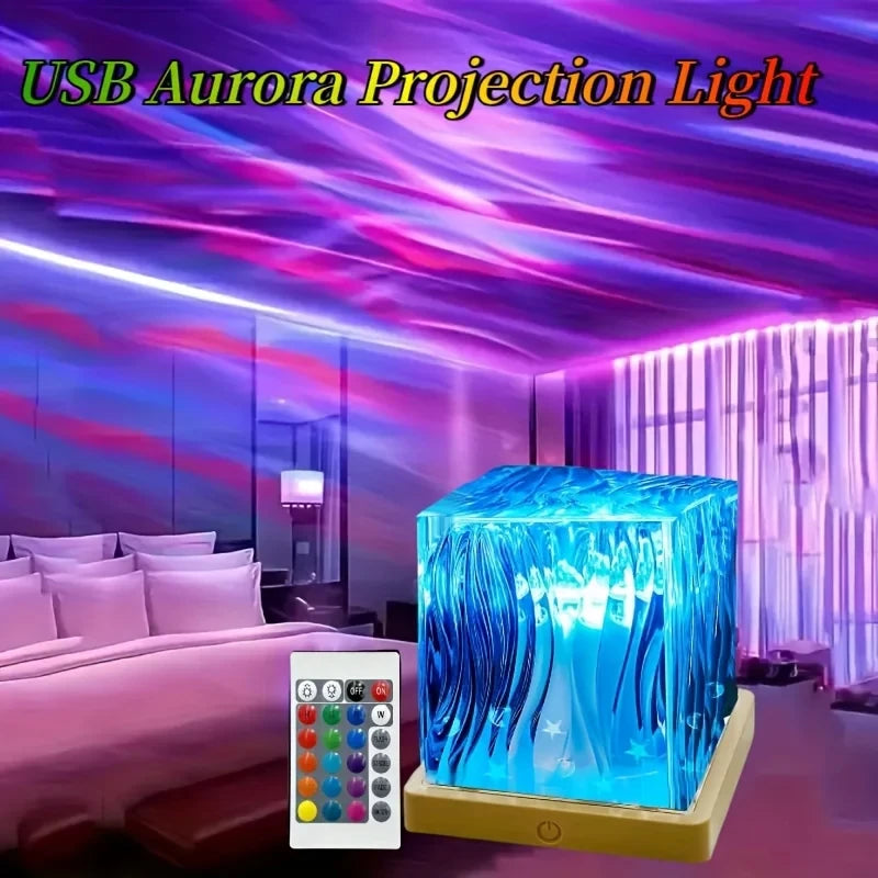 Ocean Wave Projector Light 16 Colors Midnight Aura Aurora Glow Lamp Home Office Bar Restaurant Underwater Projector Night Light