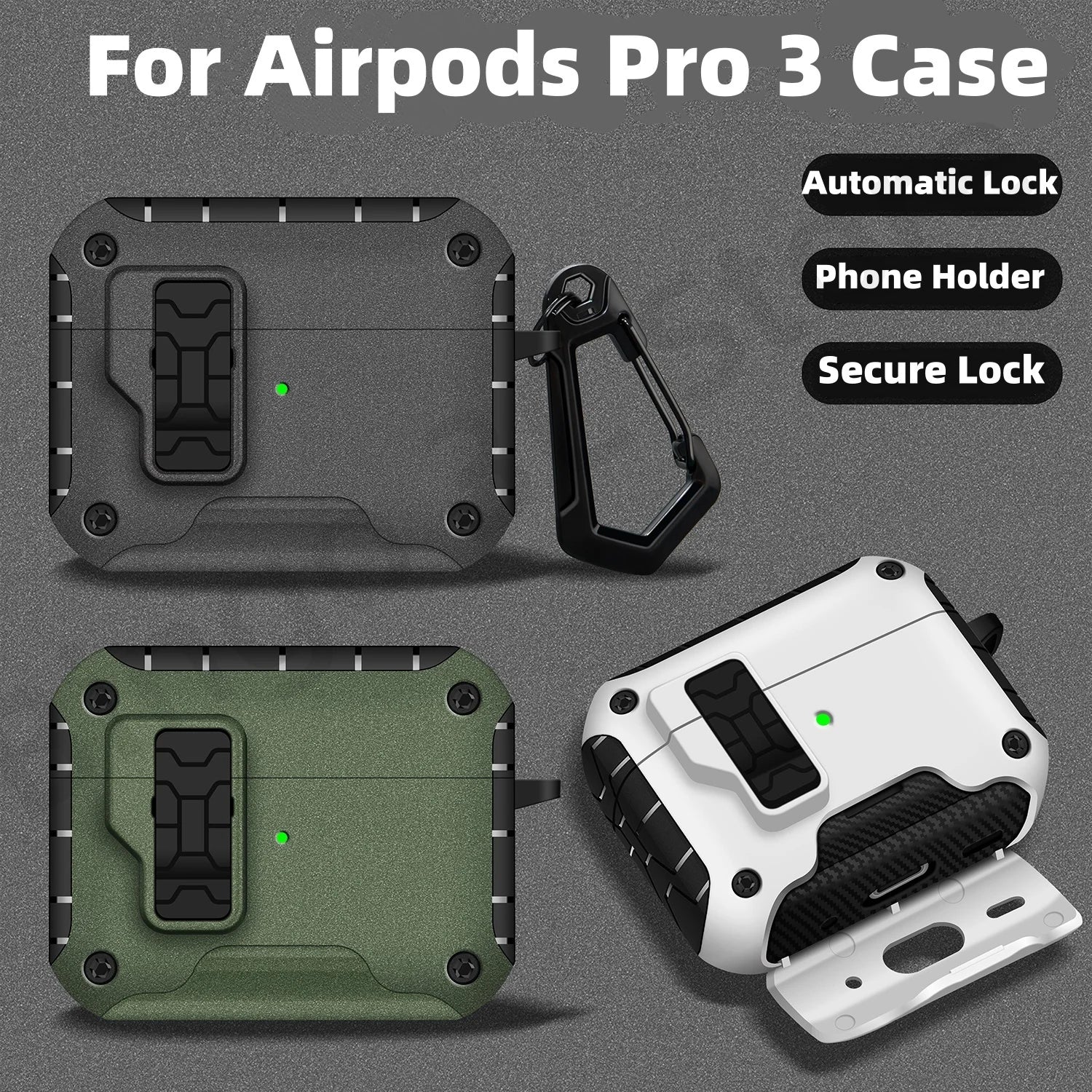 For AirPods Pro 3 (2025) Case Compatible with Magsafe Magnetic Automatic Lock with Phone Stand & Cleaning Kit For AirPods Pro 3