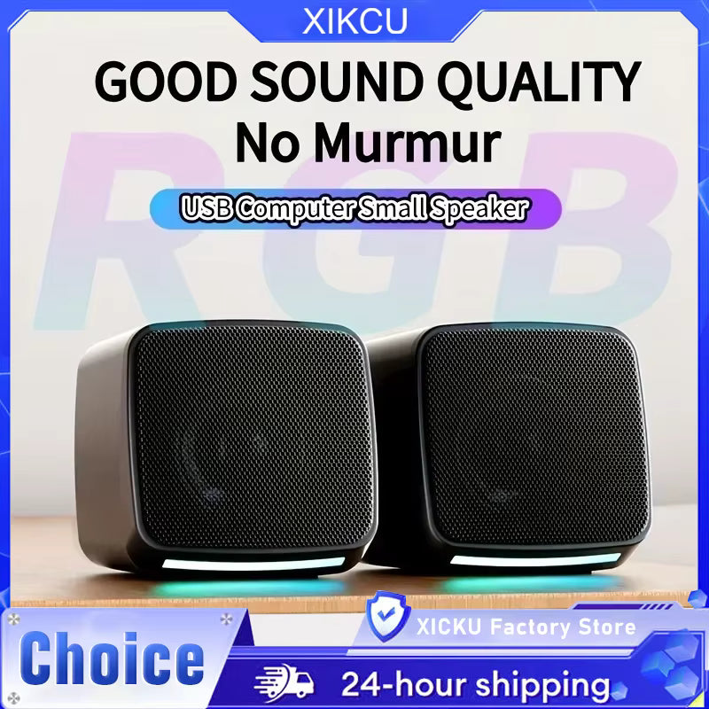 Stereo Sound Mini Speakers With Cool Lights Computer Speakers USB Powered 3.5mm Portable Speakers for Computer Laptop and iPad
