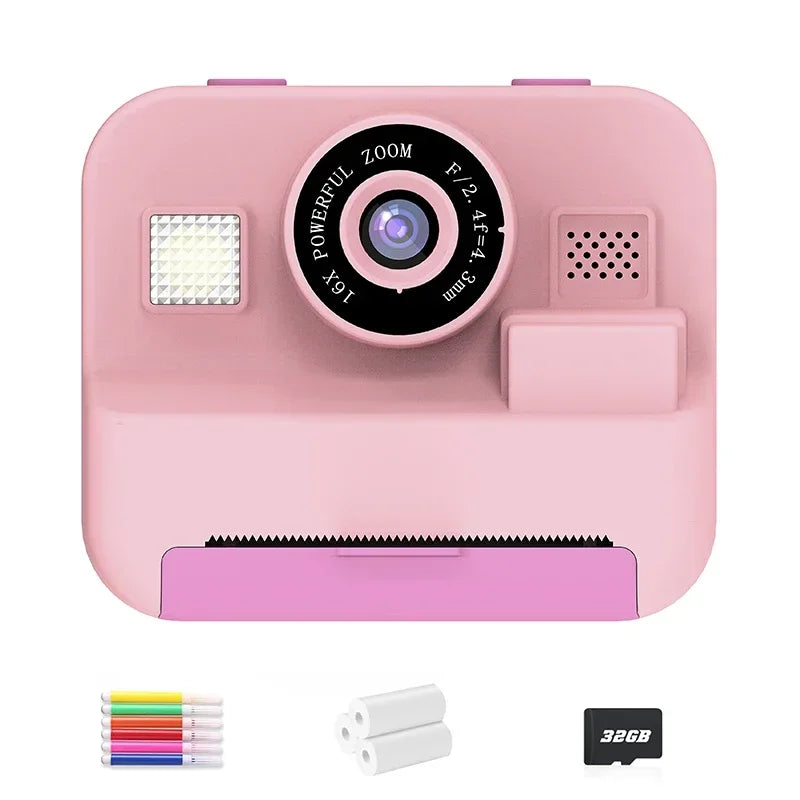 Digital Children Camera, Instant Print and Video Recording, with 32G Card and Thermal Printing, Kids Educational Toy Gift