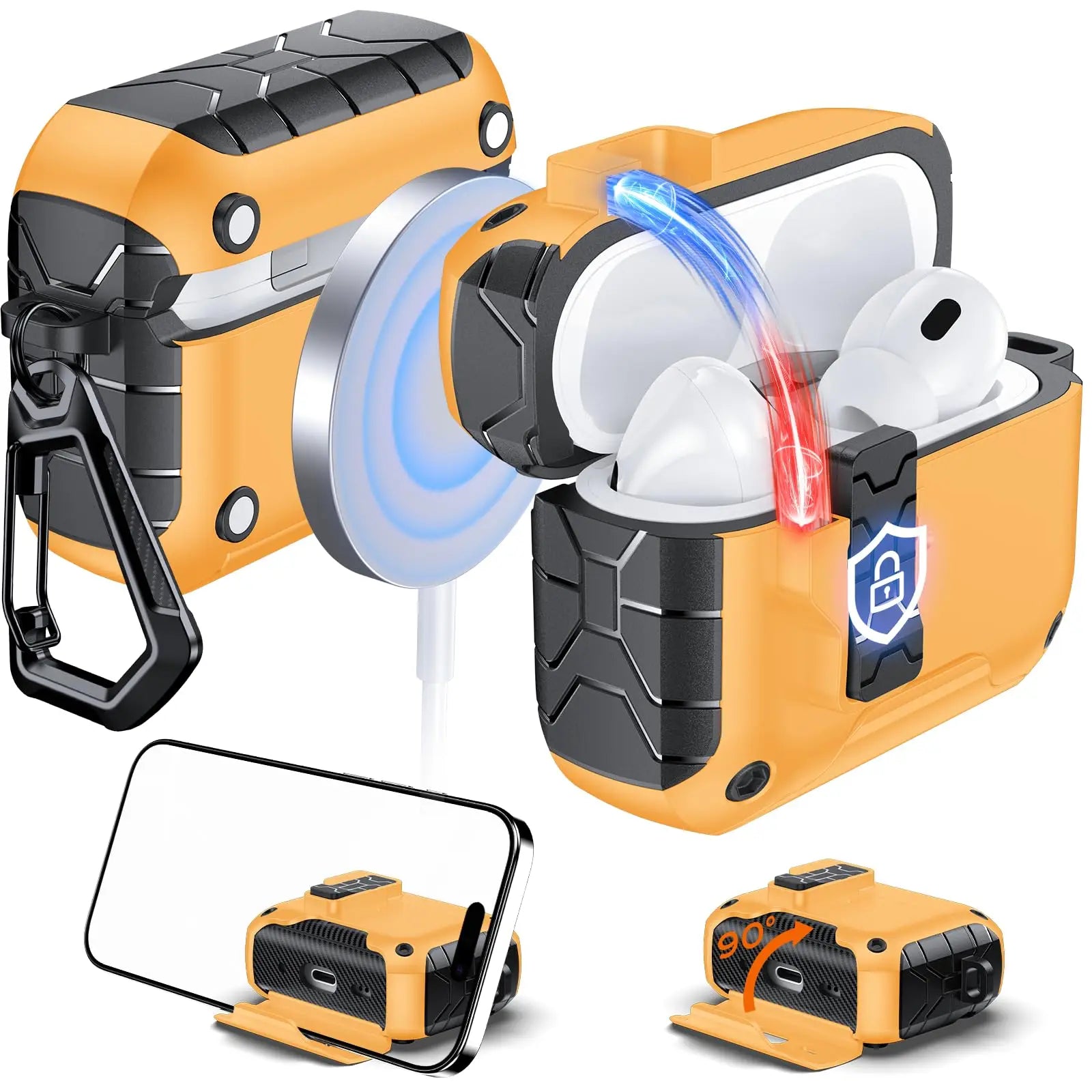 for AirPods Pro 3 Phone Stand Case Cover with Cleaning Kit Magsafe & Magnetic Auto Lock Protective Case Cover for AirPods Pro 3