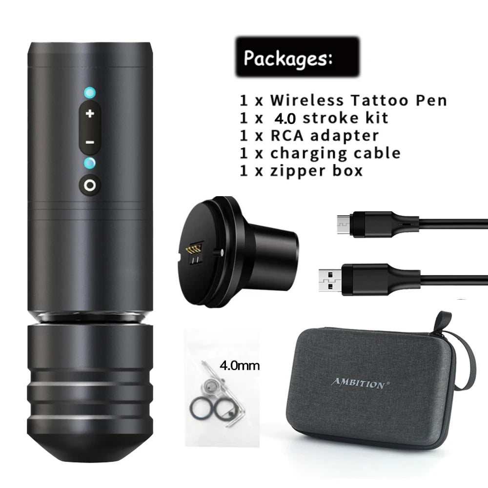 Ambition Ninja Pro Wireless Tattoo Machine Portable Battery Rotary Pen Capacity 2400mah Strong Coreless Motor for Artist Body