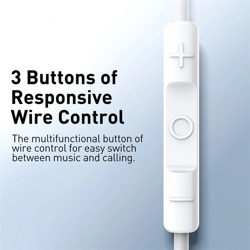 Baseus H17 3.5mm Wired Earphone with Microphone Wire-controlled in-ear Headphone For Music Sport In Ear Monitor Earbud Headset