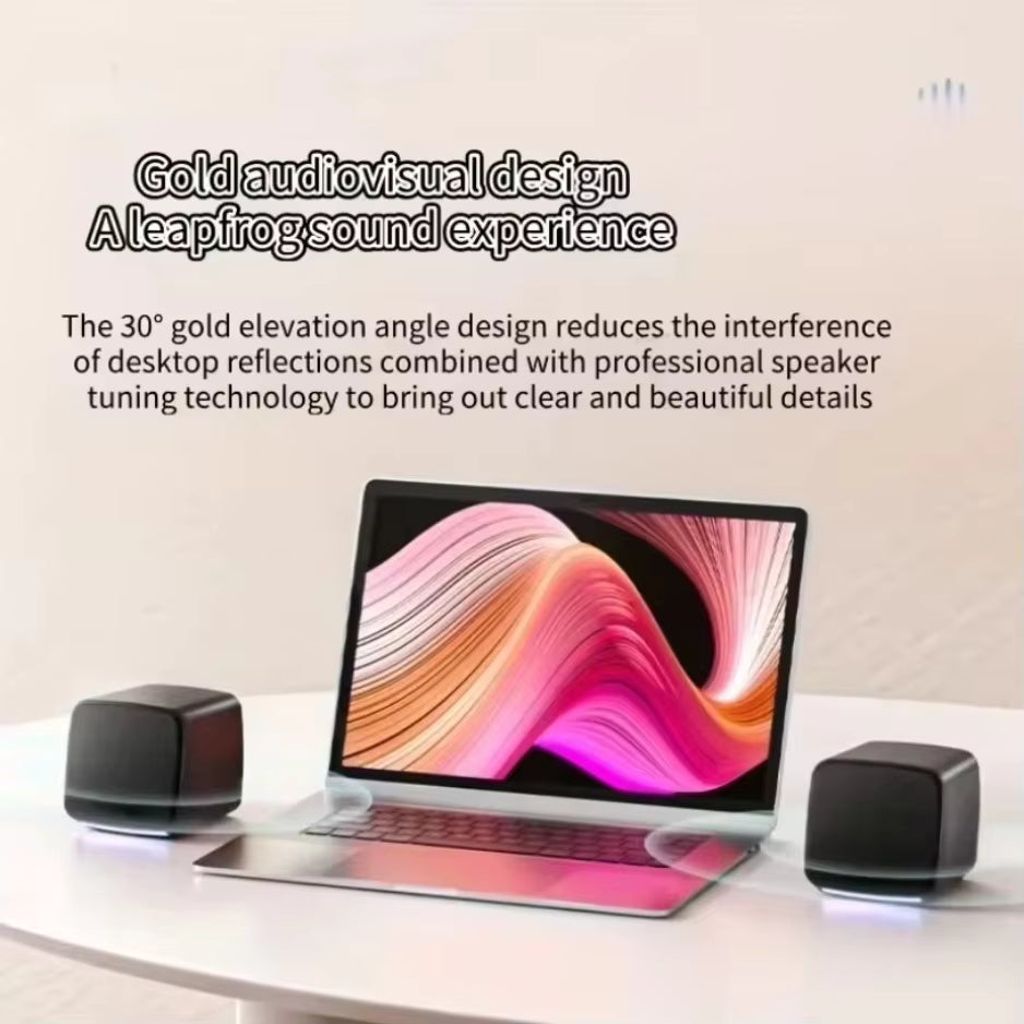 Stereo Sound Mini Speakers With Cool Lights Computer Speakers USB Powered 3.5mm Portable Speakers for Computer Laptop and iPad