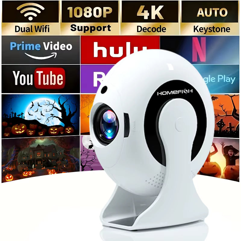2025 Newest Mini Native Android 4K Projector 100ANSI 2.4G/5G WIFI BT5.0 Cinema Outdoor Portable 360° Rotable Projector